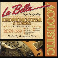 Комплект струн для резонаторной гитары, никель, 15-59 LA BELLA RESN-1559 Pure Nickel G
