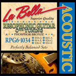 Комплект струн для резонаторной гитары, фосфорная бронза, 10-34 LA BELLA RPG6-1034