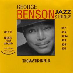 Комплект струн для акустической гитары, плоская оплетка, 12-53 THOMASTIK GB112 George Benson Jazz