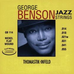 Комплект струн для акустической гитары, плоская оплетка, 14-55 THOMASTIK GB114 George Benson Jazz