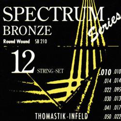 Комплект струн для 12-струнной акустической гитары, бронза, 10-50 THOMASTIK SB210 Spectrum Bronze