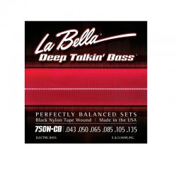 Комплект струн для 6-струнной бас-гитары, сталь/нейлон, 43-135 LA BELLA 750N-CB Deep Talkin' Bass