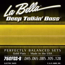 Комплект струн для 5-струнной бас-гитары, 45-128, сплав бронзы LA BELLA 760FGS-B Gold Flats