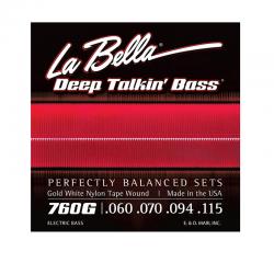 Комплект струн для бас-гитары, бронза/белый нейлон, 60-115 LA BELLA 760G Gold White Nylon