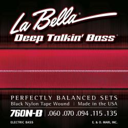 Комплект струн для 5-струнной бас-гитары, сталь/нейлон, 060-135 LA BELLA 760N-B Deep Talkin' Bass