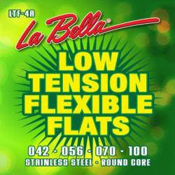 Комплект струн для бас-гитары, сталь, 42-100 LA BELLA LTF-4A Low Tension Flexible Flats