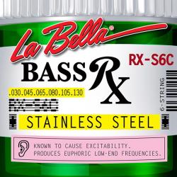 Комплект струн для 6-струнной бас-гитары, нерж.сталь, 30-130 LA BELLA RX-S6C RX – Stainless