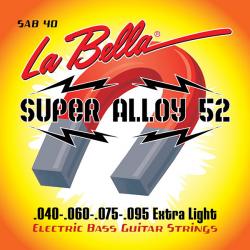 Комплект струн для бас-гитары, железо/никель, 40-95, Extra Light LA BELLA SAB40 Super Alloy 52