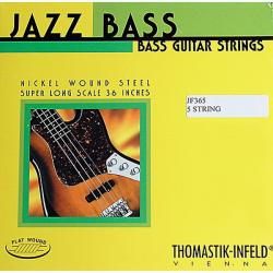 Комплект струн для 5-струнной бас-гитары, никель, 44-136 THOMASTIK JF365 Jazz Flat Wound