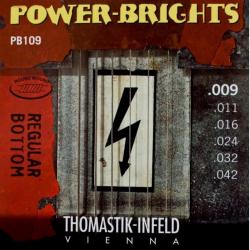Комплект струн для электрогитары, 9-42 THOMASTIK PB109 Power-Brights Regular Bottom