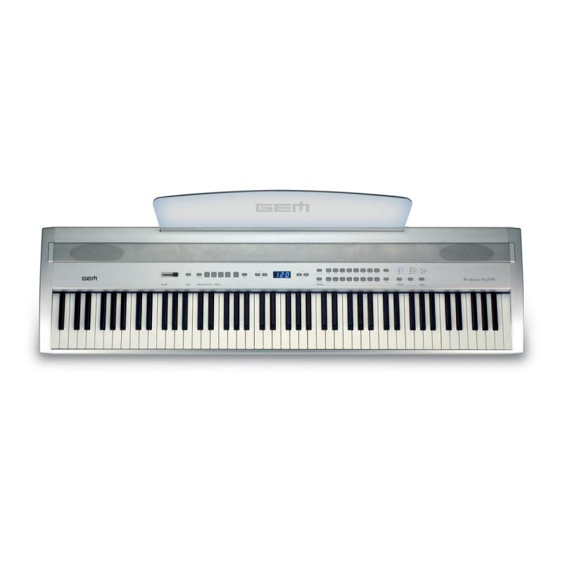  Цифровое фортепиано, 88 клавиш, молоточк механизм с градацией тяжести, полифония 80 нот, 32 звука, секвенсор 2 трека, динамики 2х10Вт, размеры 1300х345х120 мм, вес 20 кг GEM PRP800 SWT