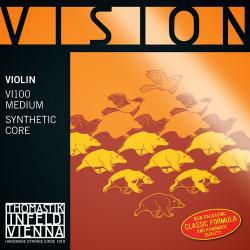 Комплект струн Vision для скрипки 4/4, среднее натяжение, Ми-сталь/олово, Ля-нейлон/алюминий,Ре и Со... THOMASTIK VI100