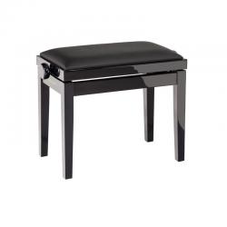 Банкетка для пианиста, бук, черная глянцевая, черный кожзам K&M 13911-200-21