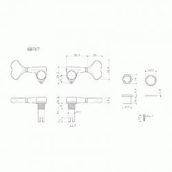 Колок для бас гитары GB-707, прямой (L), позолота GOTOH GB-707 SINGLE-L Gold