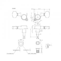 Колки, black (классический черный), 6 в линию GOTOH SG381-07 H.A.P 6L Black