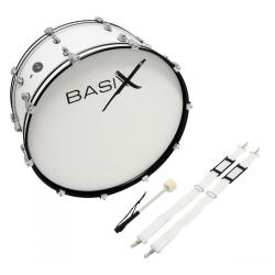 Бас-барабан маршевый с ремнем и колотушкой, белый BASIX Marching Bass Drum 26x10