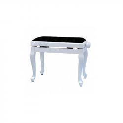 Банкетка белая матовая гнутые ножки верх черный GEWA Piano Bench Deluxe Classic White Matt