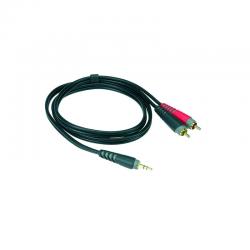 Коммутационный кабель мини Jack 3,5 стерео/ 2 х RCA, 1 м, черный, разъем KLOTZ KLOTZ AY7-0100