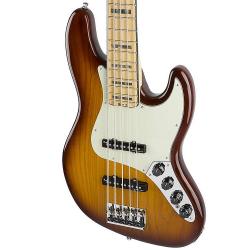 Бас-гитара 5 струнная, цвет - натуральный FENDER American Elite Jazz Bass V Ash Maple Fingerboard Tobacco Sunburst