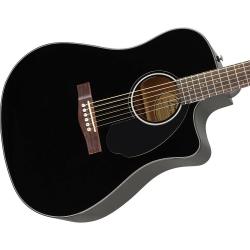 Электроакустическая гитара, топ - массив ели, цвет черный FENDER CD-60SCE Black