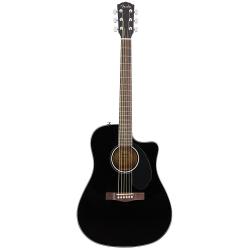 Электроакустическая гитара, топ - массив ели, цвет черный FENDER CD-60SCE Black