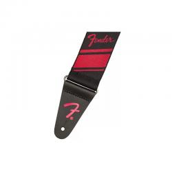 Гитарный ремень, цвет чёрный/красный FENDER 2 COMPETITION STRIPE STRAP RUBY