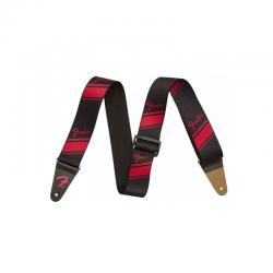 Гитарный ремень, цвет чёрный/красный FENDER 2 COMPETITION STRIPE STRAP RUBY