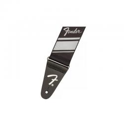 Гитарный ремень, цвет чёрный/серебристый FENDER 2 COMPETITION STRIPE STRAP SILVER