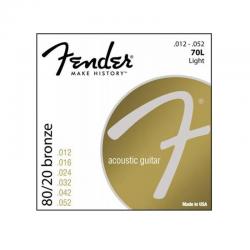 Струны для акустической гитары, бронза FENDER ACOUSTIC 70L 80/20 BRNZ BALL END 12-52