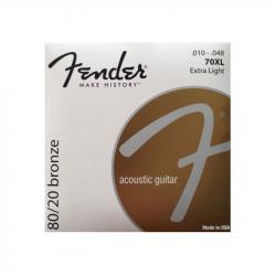 Струны для акустической гитары, бронза FENDER ACOUSTIC 70XL 80/20 BRNZ BALL END 10-48