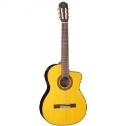 Классическая электроакустическая гитара, топ из массива ели, цвет натуральный, нижняя дека и обечайка - махог TAKAMINE GC5CE NAT