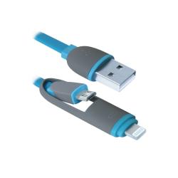 USB кабель USB10-03BP синий, MicroUSB + Lightning,1м DEFENDER USB10-03BP