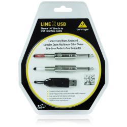 Линейный стерео USB-аудиоинтерфейс (кабель), 44.1кГц и 48 кГц, длина 2 м BEHRINGER LINE2USB