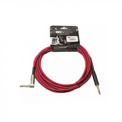 Инструментальный кабель, 6,3 джек моно  6,3 джек моно угловой, длина 4 м (красный) INVOTONE ACI1204/R