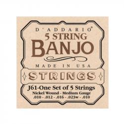 Струны для банджо, 5 String and Tenor Banjo/Medium/Nickel D'ADDARIO J61