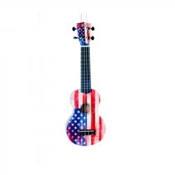 Укулеле сопрано, липа, изображение флага США, чехол в комплекте WIKI UK/US