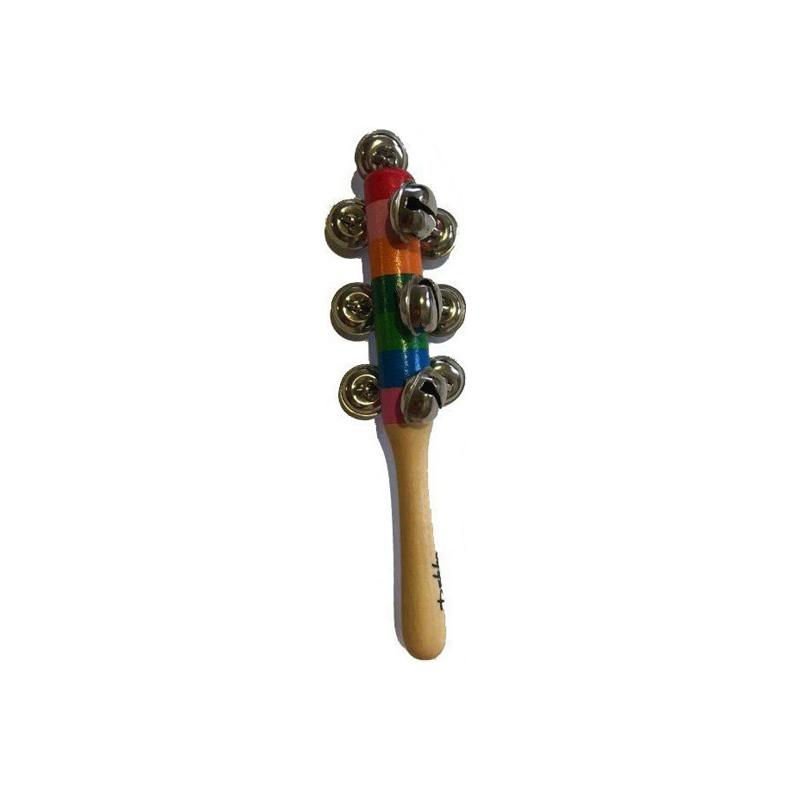  Бубенцы деревянные на ручке (Джингл-стик) натурального цвета, 10 бубенцов, размер инструмента – 17 cм DEKKO G19-7