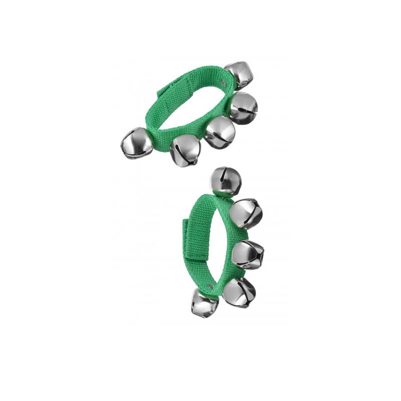  Набор браслетов с 5 бубенцами на руку или лодыжку, 2 шт в комплекте, текстиль, металл. цвет - зеленый DEKKO N5B GR