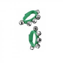 Набор браслетов с 5 бубенцами на руку или лодыжку, 2 шт в комплекте, текстиль, металл. цвет - зелены... DEKKO N5B GR