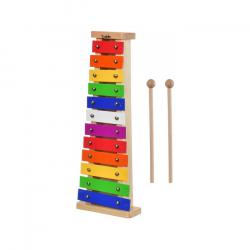 Металлофон детский диатонический,12 разноцветных нот, на деревянной пластине, металлические пластины DEKKO TG-12-1