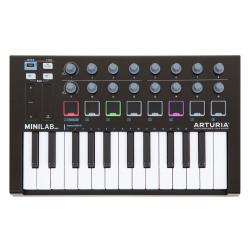 25 клавишная низкопрофильная, динамическая MIDI мини-клавиатура, 16 энкодеров, 8 RGB пэдов, сенсорны... ARTURIA MiniLab mkII Black Edition