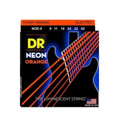 Струны электрических гитар, светящиеся в УФ лучах, цвет Orange 9-42 Lite DR STRINGS NOE-9 NEON HiDef Orange