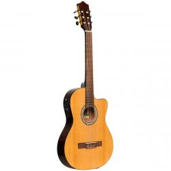 Электроакустическая классическая гитара с верхней декой из ели, с 4-полосным эквалайзером B-Band, цвет натуральный STAGG SCL60 TCE-NAT