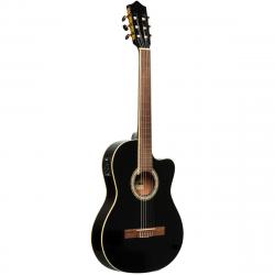 Электроакустическая классическая гитара с верхней декой из ели, с 4-полосным эквалайзером B-Band, цвет черный STAGG SCL60 TCE-BLK