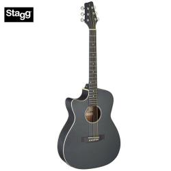 Электроакустическая леворукая гитара аудиториум с вырезом, цвет черный STAGG SA35 ACE-BK LH