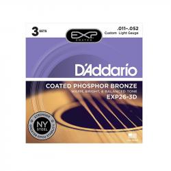 Coated Phosphor Bronze Струны для акустической гитары, C.Light, 11-52, 3 компл D'ADDARIO EXP26-3D