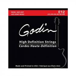 E-12 Комплект струн для электрогитары, 12-52, Jazz Light GODIN 33416
