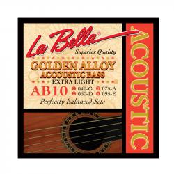 Golden Alloy Комплект струн для акустической бас-гитары, бронза, Extra Light, 40-95  LA BELLA AB-10