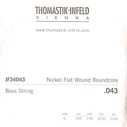 Jazz Flat Wound Отдельная струна для бас-гитары, никель, плоская оплетка, 043 THOMASTIK JF34043