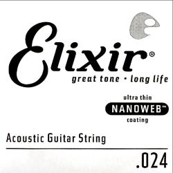 Nanoweb Отдельная струна для акустической гитары, бронза 80/20, .024 ELIXIR 15124